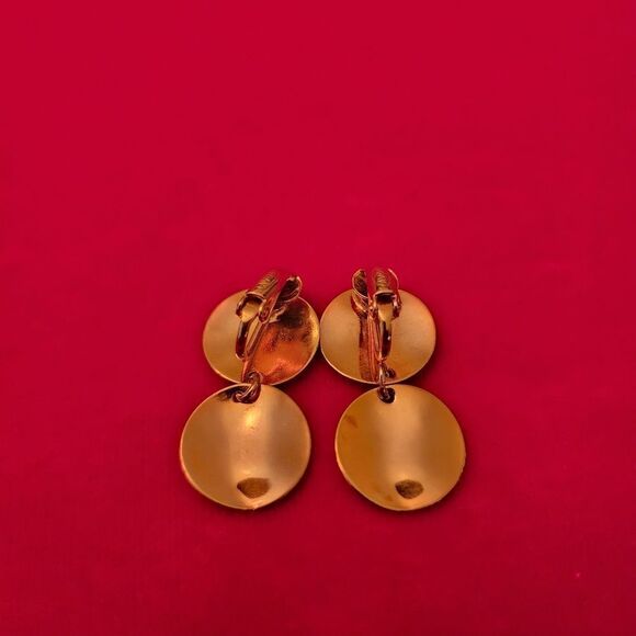 Avon Vintage Signed Gold Plated Dangle Earrings - Picture 2 of 3